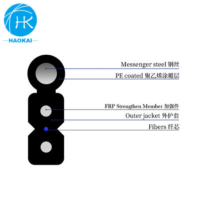 FTTH 8Figure Self Supporting Outdoor Drop Fiber Optical Cable Negro com fio de aço
