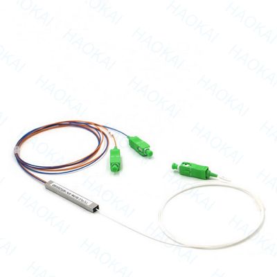 1X2 Mini Fibra PLC Splitter PBT acoplador com conector SC / APC