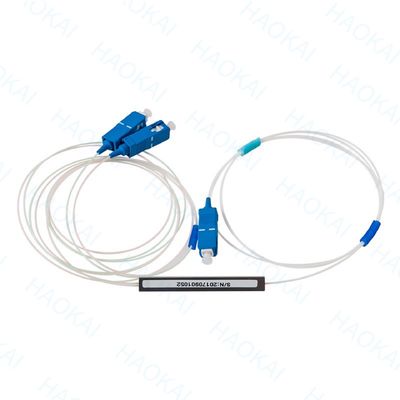 1X2 Mini Fibra PLC Splitter PBT acoplador com conector SC / APC