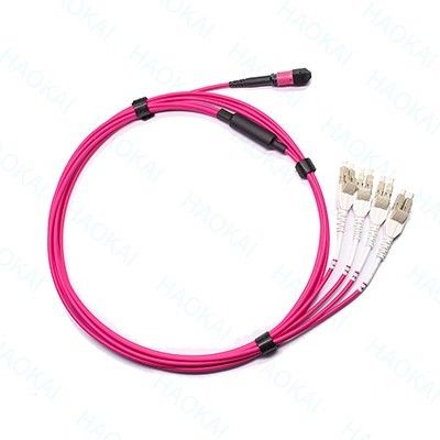 LC Fibra Óptica Cordão de Parche 12core MPO Fan Out Om4 Fibra Patch Cables