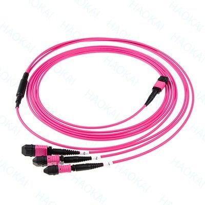 LC Fibra Óptica Cordão de Parche 12core MPO Fan Out Om4 Fibra Patch Cables