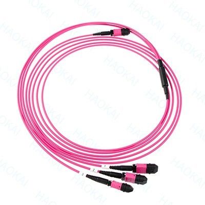 LC Fibra Óptica Cordão de Parche 12core MPO Fan Out Om4 Fibra Patch Cables