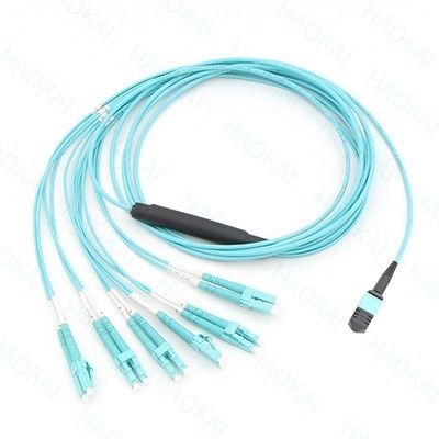 12 núcleo OM4 MPO Fan Out Optical Patch Cord LC Fiber Optic Patch Cords