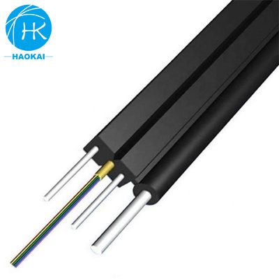 2 núcleo 6 núcleo FTTH Drop Cable Flat Fiber Optic Cable com Aramid Central Tube Steel Wire