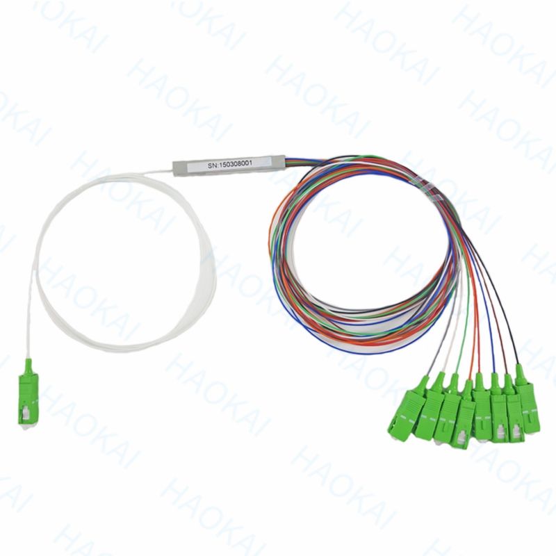 FTTH 1x4 1x8 Fibra PLC Splitter Mini Tubos de Aço Com Conector SC APC