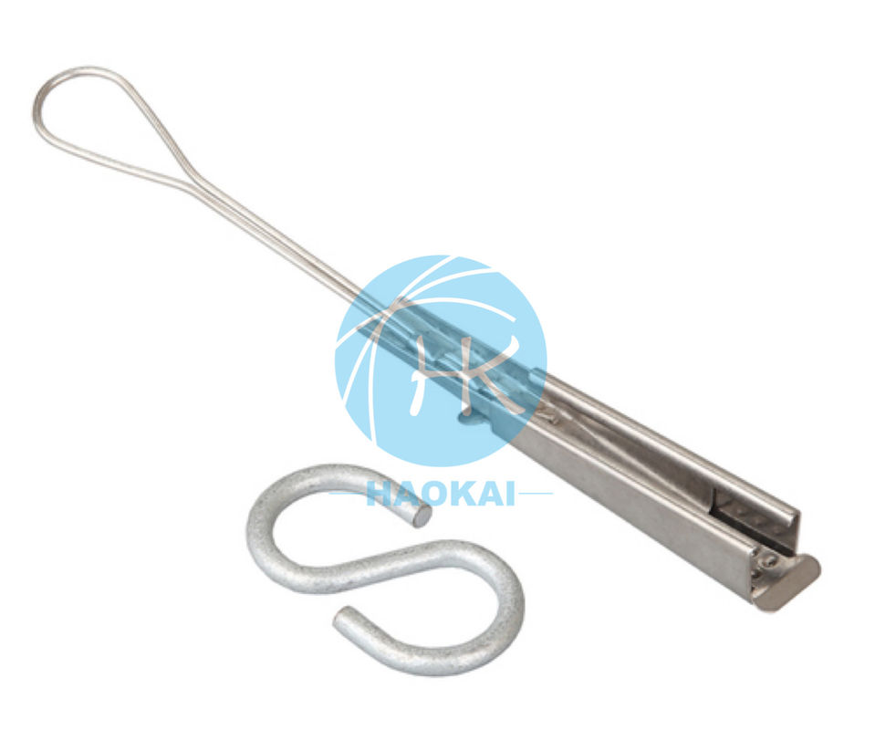 S Hook Aerial Ftth Acessórios Flat Type Fiber Optic Drop Cable Tension Clamp